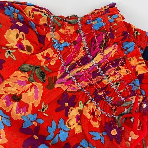 RACHEL Rachel Roy Pull Over Blouse Red Orange Print Size Medium - Picture 7 of 10